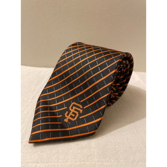 San Francisco Giants Men's Neck Tie Logo Baseball Orange Black State Farm - Picture 1 of 4